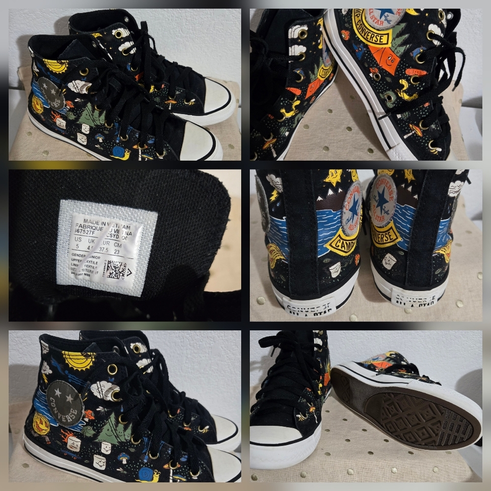 CONVERSE- All STAR CHUCK TAYLOR CAMP JUNIOR HIGH TOP SNEAKERS MULTI COLOR SIZE5